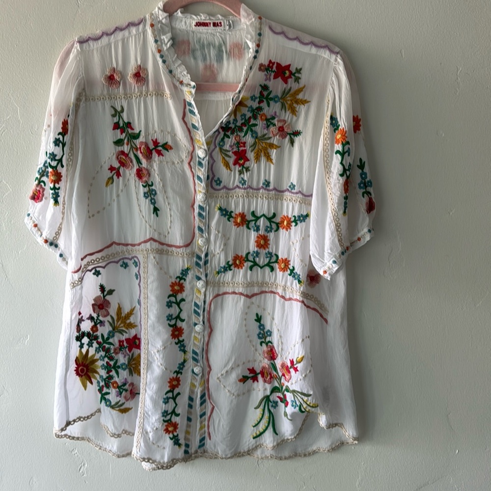 Johnny Was embroidered blouse